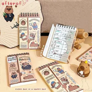 Sổ tay kế hoạch AFTEROF, Nhật ký Mini xoắn ốc Notepad, Phim hoạt hình Kawaii cầm tay Capybara Đồ dùng học tập Trường học