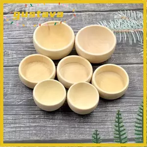 GUSTAVA Bát Gỗ Không Sơn, Bát Gỗ Nhỏ Thủ Công DIY, Tranh Bát Gỗ Chưa Hoàn Thành Vẽ Tay Mini