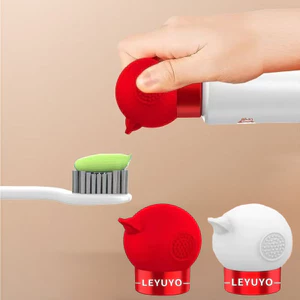 Nắp ép kem đánh răng màu trắng đỏ Máy ép kem đánh răng silicon bền bỉ để sử dụng trong phòng tắm hàng ngày Dễ dàng lắp đặt