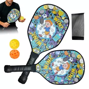 Pickleball Set Paddle Balls Case Pink Green Game Set Tay cầm chống trượt di động có túi đựng đồ kouvn