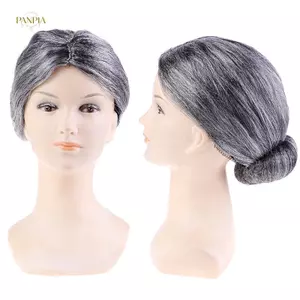 PNPIA- Bà Già Bà Nội Màu Xám Tóc Giả Bun Tóc Lớn Mẹ Lạ Mắt Trang Phục
