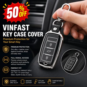 VINFAST CAR KEY BÌA A2.0 Vỏ chìa khóa và móc khóa chống bụi cao cấp Vỏ bảo vệ bằng da hợp kim kẽm Tương thích với chìa khóa điều khiển từ xa thông minh VINFAST VF8 V3 V5 V7