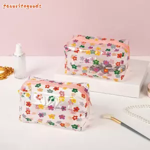 Túi đựng mỹ phẩm chống nước FAVORITEGOODS, Túi đựng mỹ phẩm trong suốt chất liệu PVC dung tích lớn, in hình anh đào dễ thương in hình con bướm Thiết kế trong suốt Túi đựng mỹ phẩm du lịch Sử dụng du lịch