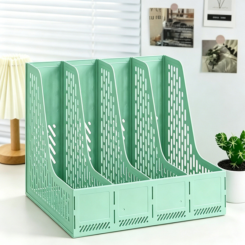Kệ đựng tài liệu 4 ngăn để bàn học sách vở A4 đồ decor văn phòng học sinh cứng cáp gấp gọn