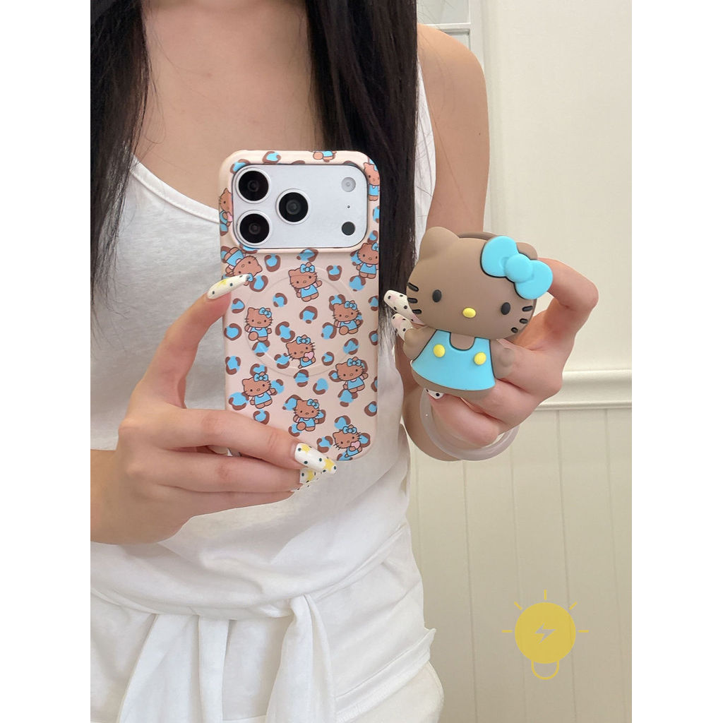 Phone Case For iPhone 17 Pro Max 16 15 with Griptok TPU Magnetic Leopard Print Leopard Kitty Aesthetic Korean Cute