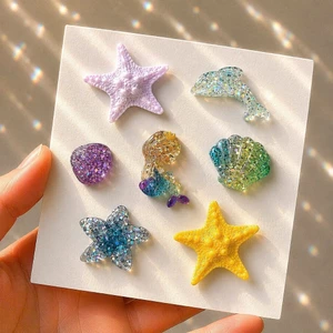 Set Charm Sao Biển Mermaid Pastel 🌟🐬 Charm Đại Dương Resin Glitter Ánh Cầu Vồng Gắn Dép Crocs Siêu Xinh Cao Cấp ✨