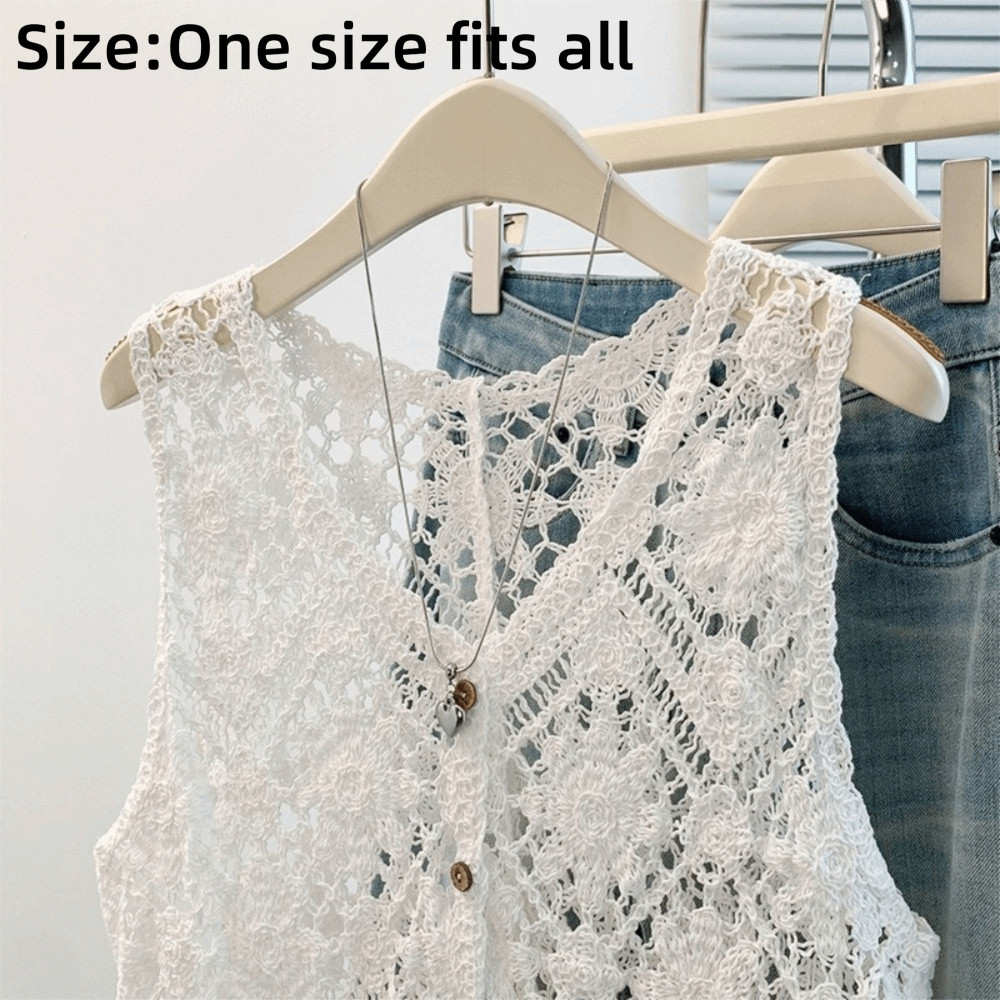 Áo Vest móc FEDAOG, Áo len cardigan rỗng họa tiết Boho, Thiết kế nhiều lớp đa năng Áo len cardigan không tay dáng rộng vừa vặn cho nữ