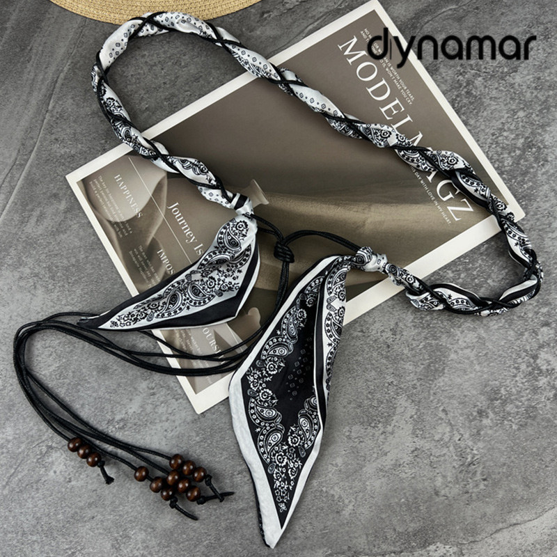 【dynamar】Thắt lưng nữ vải lụa phong cách như khăn lụa phối tua rua đính hạt phù hợp quần Jean và váy nữ