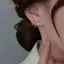 PNPIA- Hàn Quốc Vuốt Tai Móc Tai Kẹp Bông Tai Cho Nữ Thiết Lập Bốn Chiều Màu Vàng Bông Tai Tai Trang Sức Thời Trang Quà Tặng Năm Mới