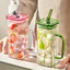Thủy Tinh Vuông Cốc Nước Ống Hút Dây Chịu Nhiệt Cốc Trà Trái Cây Borosilicate Có Nắp Có Tay Cầm