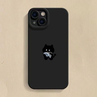 Trường Hợp Điện Thoại Đôi Mèo Đen Cá Xanh For iPhone 17 16 15 14 13 12 11 Pro Max X Xr Xs Max 7 8 Plus SE2020