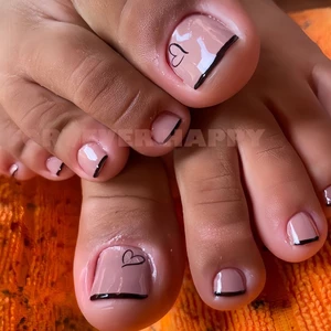 Đen Pháp Thiết Kế Trái Tim Đầu Móng Tay 24 Miếng Thanh Lịch Nhẹ Làm Móng Phụ Kiện Cho Các Bữa Tiệc Cưới Sử Dụng Hàng Ngày