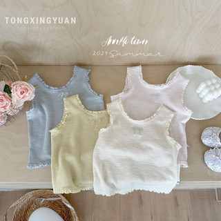 Bé Gái Nơ Thêu Nấm Cạnh Nhỏ Áo Vest Bé Gái Dễ Thương Phong Cách Phương Tây Mùa Hè Phù Hợp Với Thường Ngày Rộng Shout