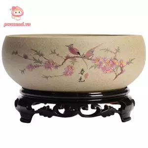 Bát Cây Cảnh PWSEND, Có Chân Đế Gốm Hoa, Bền Thủy Canh Mịn Phong Cách Trung Hoa Bát Sen Trong Nhà Ngoài Trời