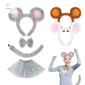 PPY Trẻ Em Động Vật Trang Phục Chuột Tai Đầu Đuôi Tutu Váy 1 3 4 Chuột Trang Phục Bộ