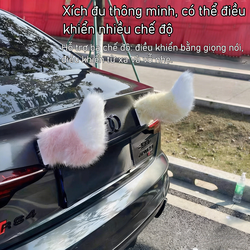 Đuôi Cáo Tự Dính – Sạc, 3 Chế Độ, Lông Mềm, Velcro Tháo Rời, Trang Trí Xe Hơi, Máy, Điện, Quà Tặng Cute