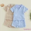 Bộ bé trai Áo cổ chữ V có ve áo ngắn tay thoáng khí + Quần Short Trang phục mùa hè 2 mảnh