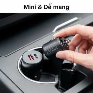 Sạc Xe Hơi USB C USB A Sạc Nhanh Cổng Kép Hợp Kim Nhôm Mini Auto Adapter 12V 24V
