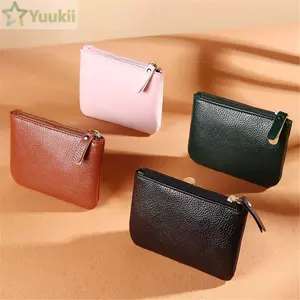 Ví Mini YUUKII Hộp Đựng Thẻ Tín Dụng Tối Giản Dây Kéo Da PU Mờ