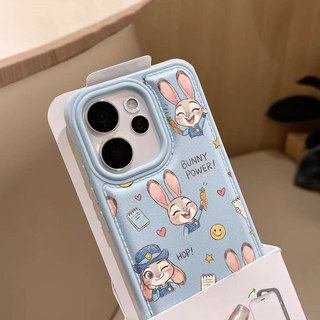 Leather Texture Phone Case for IPhone 17 16 15 14 13 12 11 Pro Max Air Xr Xs Max 7 8Plus Cartoon Rabbit Soft Cover