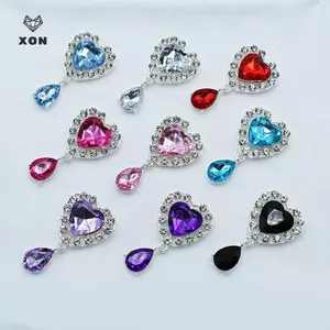 25X45MM kim loại trái tim đào phẳng trâm cài mặt dây chuyền hộp quà màu đỏ tiệc cưới trang trí lãng mạn Phụ kiện trang sức DIY [Mina]