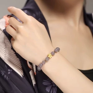Khói Tím Hoa Sen Vòng Tay Niche Thiết Kế Hoa Đào Vàng Giả Hetian Ngọc Vòng Tay Cho Bạn Gái Quà Tặng Sinh Nhật