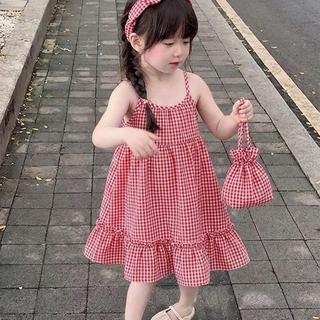 V45-[KÈM BUỘC TÓC][tomnaukids] Váy carro phối ren cho bé gái size từ 8-30Kg