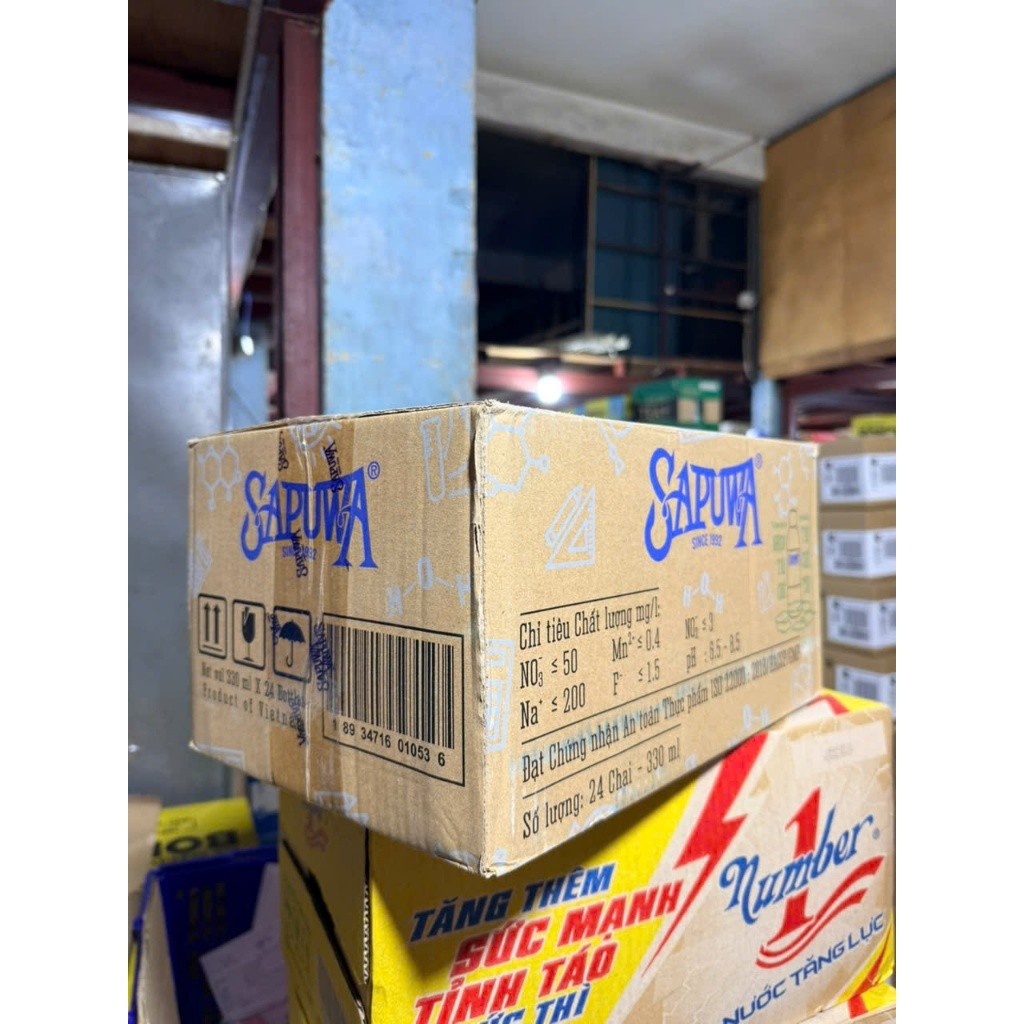 Thùng 24 chai Nước uống Sapuwa 330ml chai nhỏ gọn tiện lợi