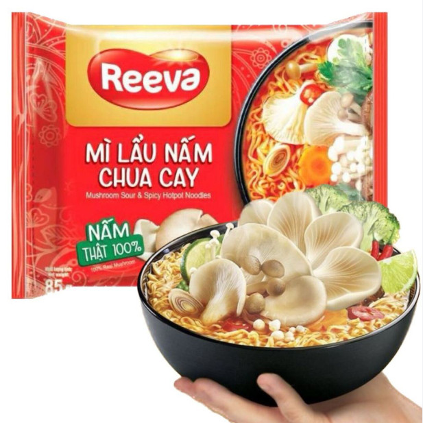 Thùng 30 gói - Mì Reeva Fresh Lẩu nấm chua cay 85g