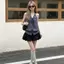 Fried Street Độc Đáo Sling Dây Kiểm Tra Áo Vest Nữ Mùa Hè 2026 Phong Cách Mới Buộc Dây Ngoài Mặc Top Che Thịt S