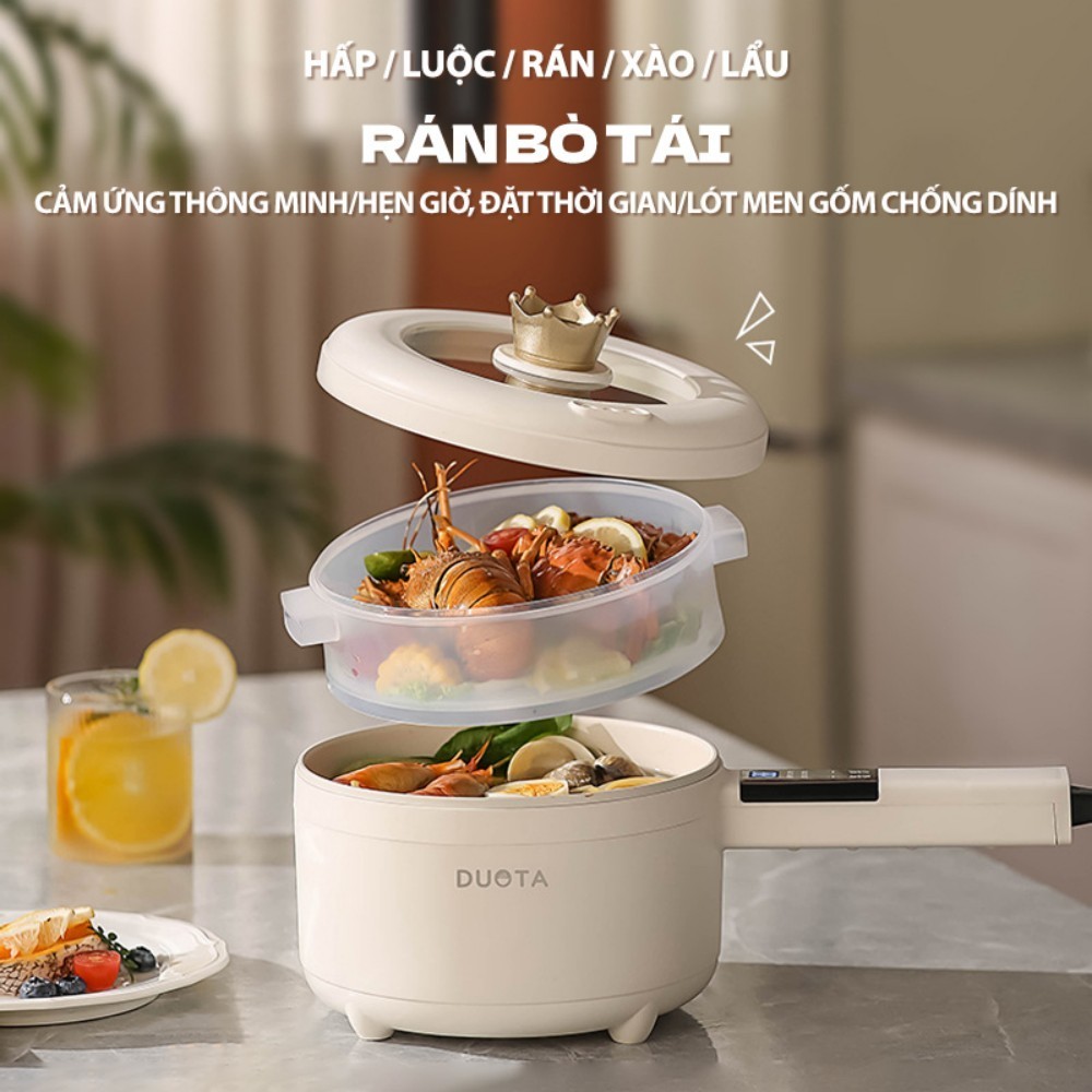 Nồi Điện Mini Đa Năng 2.0L/2.5L 600W Chống Dính Nấu Mì Lẩu Cơm Tiện Lợi Cho Sinh Viên Văn Phòng Bruboses