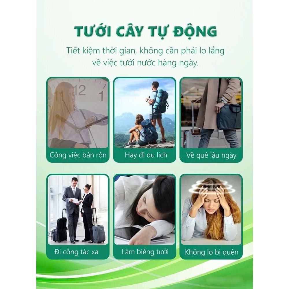 Máy tưới cây tự động hẹn giờ bơm Mini tích điện, bộ tưới nhỏ giọt tự động cho hoa, cây cảnh Ban công, Sân thượng