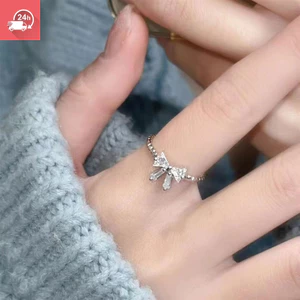 Nhẫn nữ đa năng khí chất thời trang nơ zircon đơn giản cá tính