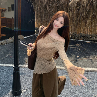Nova-Áo thun dài tay trễ vai kiểu dáng gợi cảm dành cho nữ, vạt áo bất đối xứng, ôm sát cơ thể, thời trang.