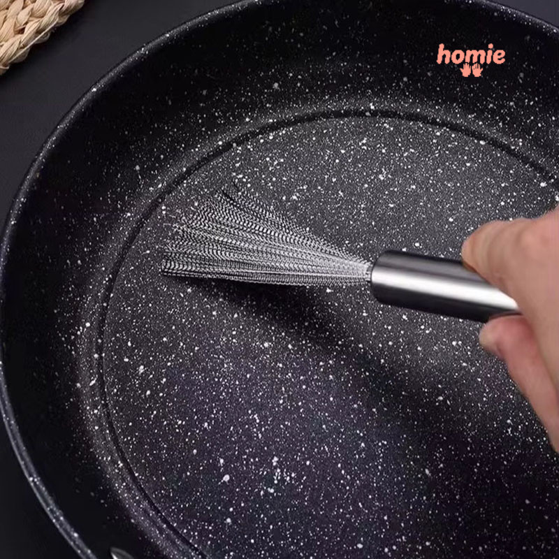 ✨✨Xoong Cọ Nồi Chảo Inox 304 Đánh Bay Vết Bẩn, Bàn Chải Rửa Nồi Nhà bếp, Loại Bỏ Vết Bẩn, Bàn Chải Vệ Sinh Cán Dài