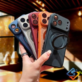【 Đế từ tính + Làm mát mùa hè 】 Ốp cứng mờ cho iPhone 17 Pro Max 16 15 14 13 12 Pro Max Plus Vỏ chống sốc tản nhiệt có bảo vệ ống kính máy ảnh nâng cấp