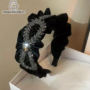 Tweeduj Kẻ Sọc Lá Kim Cương Giả Xếp Ly Vải Nơ Băng Đô Quấn Tóc Nữ Pháp Thanh Lịch Tính Khí Thời Trang Phụ Kiện Tóc VN