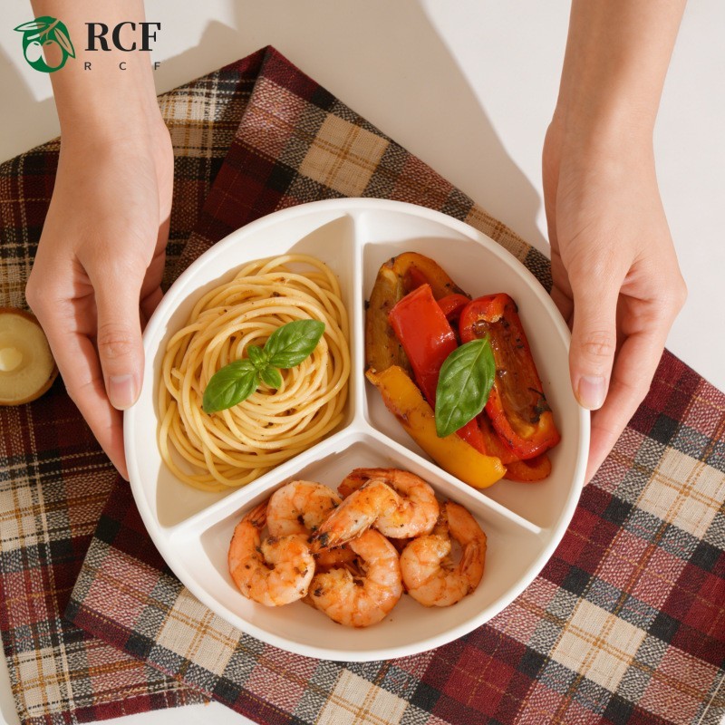 Đĩa ăn 3 ngăn - Đĩa thức ăn gia đình cho bé dùng cho bếp cảm ứng