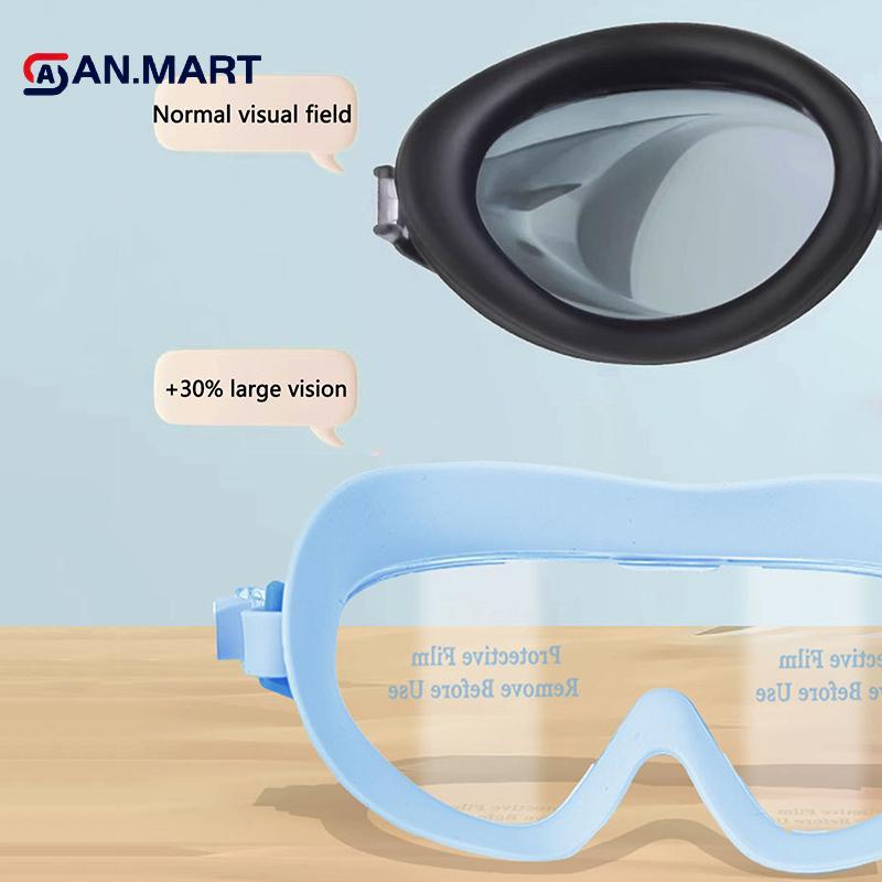 AN.MART 2025 Kính bơi khung lớn cho người lớn trẻ em, chống mờ, chống nước, HD