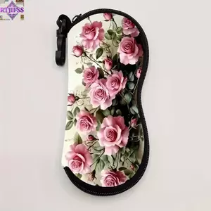 Túi đựng kính râm RTJIFSS, Kính mắt in hoa hồng treo bằng da, mềm cầm tay có móc Túi đựng kính đọc sách chống nước dành cho nữ