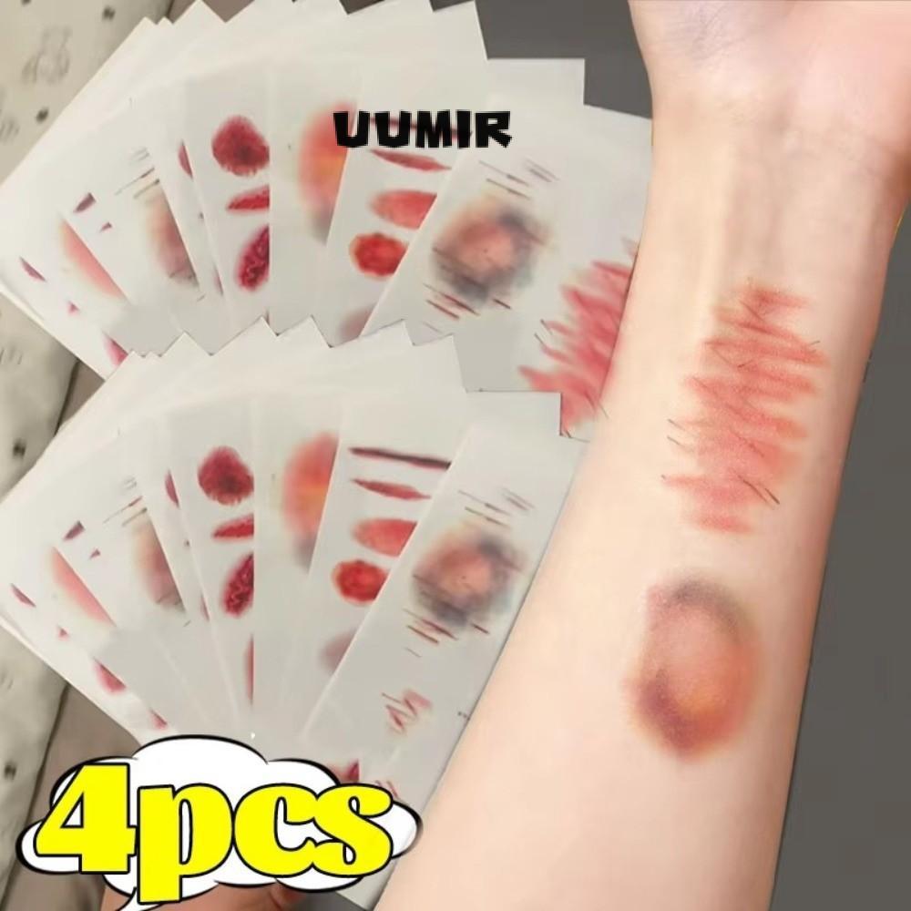 UUMIR 1 / 4 Miếng dán hình xăm tạm thời vết thương, Nhãn dán hình xăm sẹo mắt cá chân Cosplay lâu trôi, Hình xăm giả chống nước thực tế