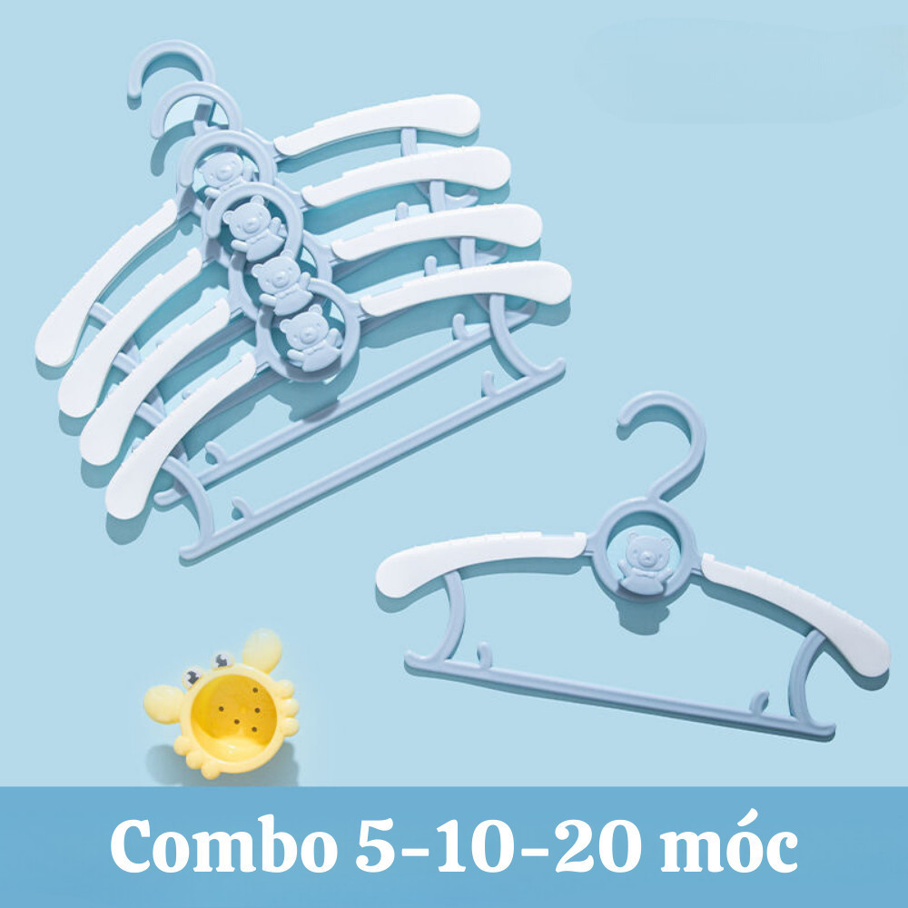 Móc Treo Quần Áo Trẻ Em HomeMate Hình Gấu Chống Trượt Điều Chỉnh Độ Rộng, Móc Nhựa PP Xếp Chồng Tiết Kiệm Diện Tích