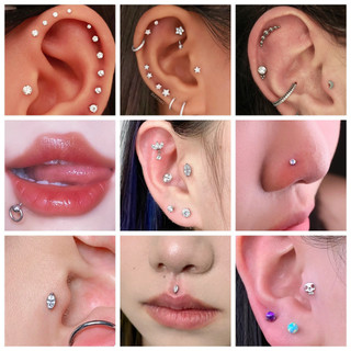 1 Cái 16G Viền Môi Bằng Thép Không Gỉ Với Zircon Xoắn Ốc 8 Mm Bông Tai Cho Earlobe Và Tragus