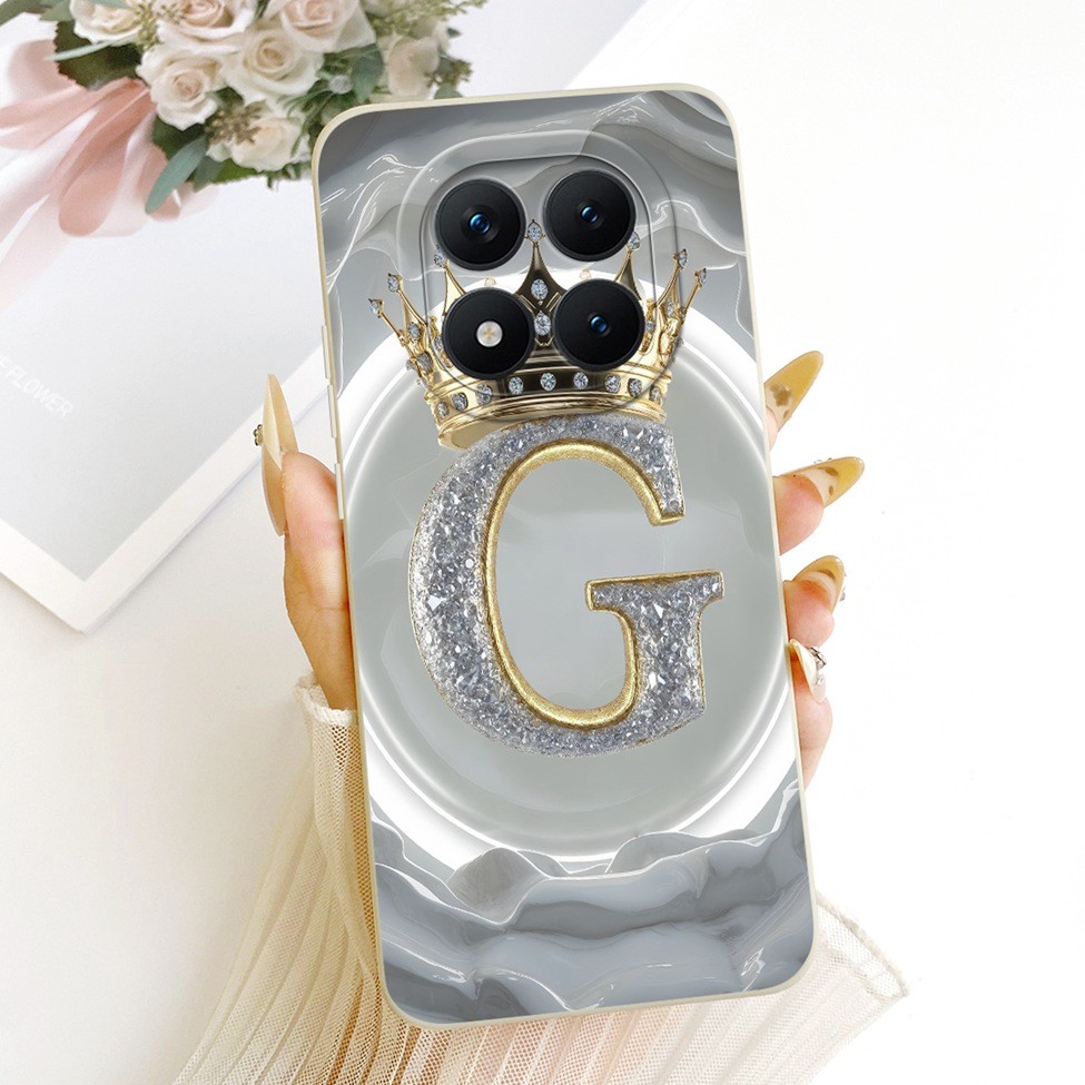6,83 '' Vỏ Cho Redmi Note 15 Pro 5G Ốp Lưng Chữ A-Z Sang Trọng Cool Crown 2D Sơn Bao 25080RABDG 25060RABDG
