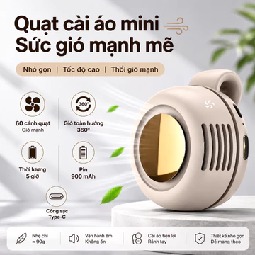 Quạt Cài Áo Mini Quạt Kẹp Áo Mini Quạt Tích Điện Mini Quạt Cầm Tay Mini Pin 900mAh Cho Công Nhân Du Lịch