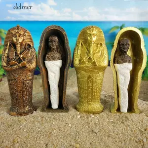 DELMER Tượng Pharaoh Mini Ai Cập Quan Tài Sarcophagus Nhựa Hình Thu Nhỏ