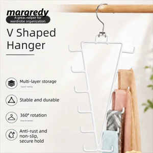 Móc treo hai mặt MARGREDY, Móc treo hình chữ V tiết kiệm không gian 12 móc, Giá đỡ mũ treo tường xoay bằng kim loại bền cho tủ quần áo