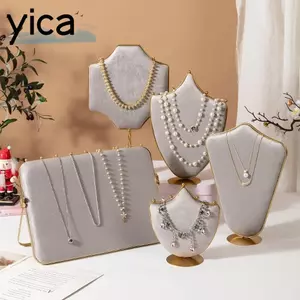 Giá trưng bày trang sức YICA, Giá lưu trữ vòng cổ bằng vải nhung, Cửa sổ cửa hàng trang sức hai mặt