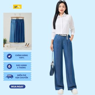 Quần jeans nữ YODY quần bò giấy siêu mỏng thoáng mát thấm hút mồ hôi QJN7062 WCJE25S066