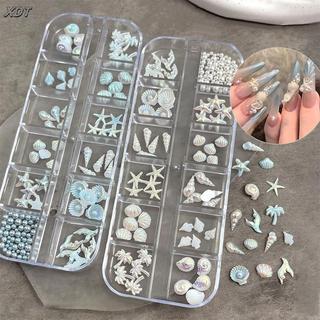 Springevensky 12 Lưới / Hộp Aurora Nail Charm Shell Sao Biển Nàng Tiên Cá Đuôi 3d Phụ Kiện Nghệ Thuật Cho Dreamy Và Đại Dương Làm Móng Tay Nhìn Springevensky